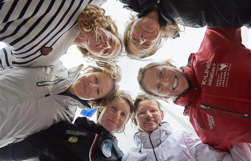 Clockwise from the top: Miranda Merron, Sam Davies, Claire Pruvot, Morgane Ursault-Poupon, Isabelle Joschke, Alexia Barrier - 2018 Route du Rhum-Destination Guadeloupe photo copyright Yvan Zedda taken at  and featuring the IRC class