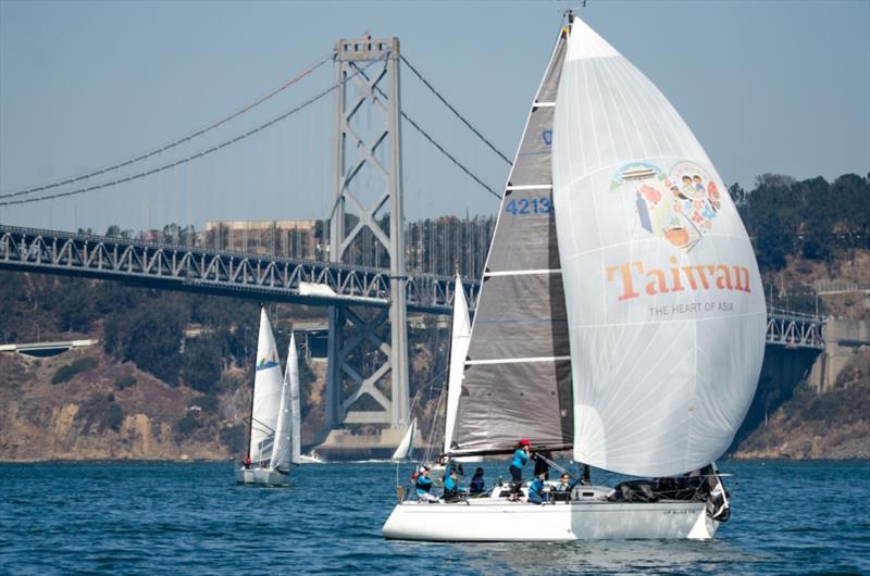 Olsen 911S Squirrel sponsored by Taiwan leads the fleet in the 2018 Red Bra Regatta photo copyright Eugene Hu taken at South Beach Yacht Club and featuring the IRC class