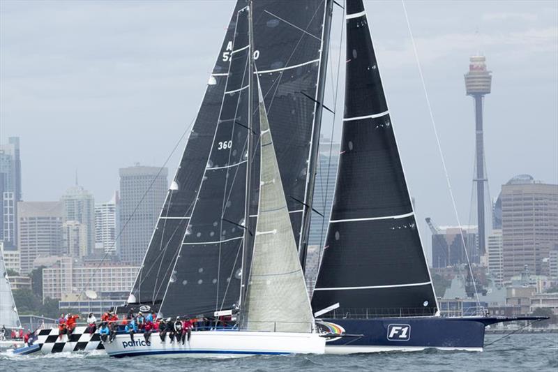 David and Goliath - last year's Bird Island Race Line Honours winner the 100-foot Black Jack dwarfs the last season's BWPS Overall Winner, the Ker 46 Patrice - photo © David Brogan