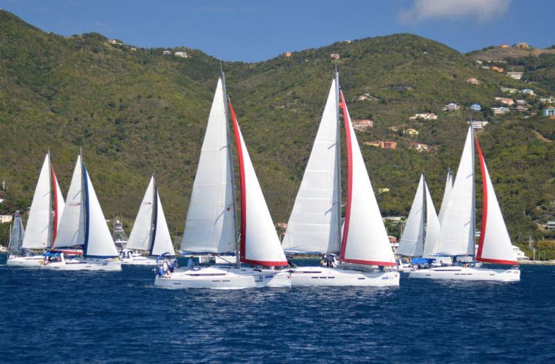 Bareboat Class head East towards Scrub Island Resort and Marina - Scrub Island Invitational Race photo copyright BVI Spring Regatta taken at  and featuring the IRC class