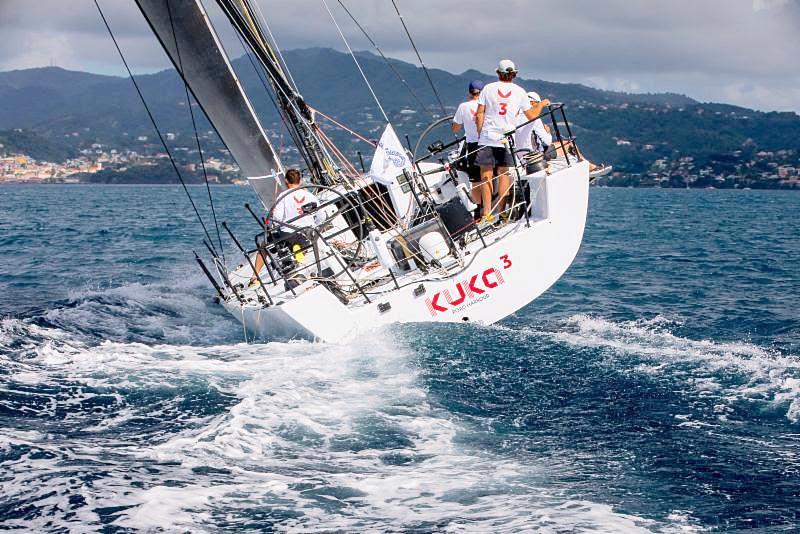 Franco Niggeler's Cookson 50 Kuka3 heads into C&N Port Louis Marina after crossing the finish line in Grenada - 2018 RORC Transatlantic Race  - photo © RORC / Arthur Daniel