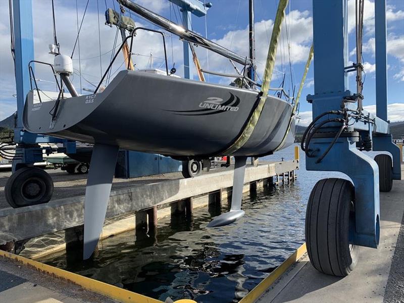 2 Unlimited showing her new heavier keel bulb - Rolex Sydney Hobart Yacht Race photo copyright Greg Prescott taken at Cruising Yacht Club of Australia and featuring the IRC class