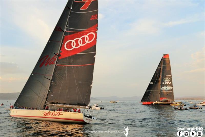 2017 Rolex Sydney Hobart Yacht Race line honours finish photo copyright Nic Douglass / www.AdventuresofaSailorGirl.com taken at Cruising Yacht Club of Australia and featuring the IRC class