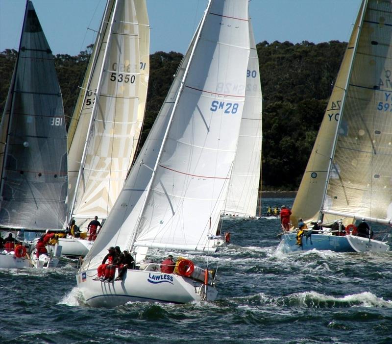 Lawless, from Port Dalrymple Yacht Club is current IRC and PHS handicap leader - 2018 Riversdale Estate Wines Launceston to Hobart Race photo copyright Peter Campbell taken at Derwent Sailing Squadron and featuring the IRC class