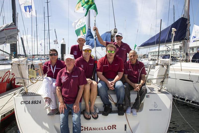 The crew of Chancellor photo copyright Hamish Hardy / CYCA taken at Cruising Yacht Club of Australia and featuring the IRC class