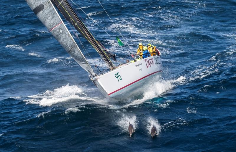 Dare devil enjoys some close company on her journey south to Hobart - 2018 Rolex Sydney Hobart Yacht Race photo copyright Rolex / Studio Borlenghi taken at Cruising Yacht Club of Australia and featuring the IRC class