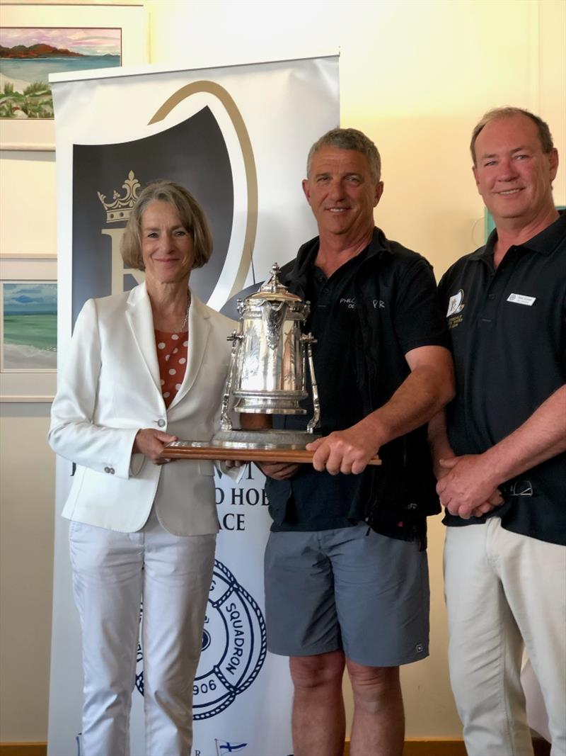 Winning crew receiving the trophy - 2018 Riversdale Estate Wines Launceston to Hobart Race photo copyright Peter Campbell taken at Derwent Sailing Squadron and featuring the IRC class