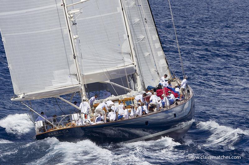 The 140ft (42m) German Frers ketch Rebecca - 2019 Superyacht Challenge Antigua photo copyright Claire Matches / www.clairematches.com taken at  and featuring the IRC class