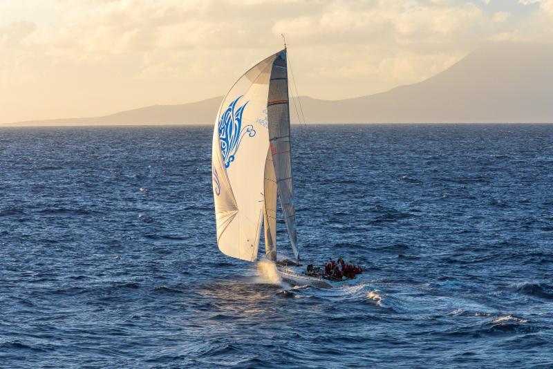 Lady Mariposa approaches Redonda at sunset on the fourth day of the 2019 RORC Caribbean 600 photo copyright RORC / Arthur Daniel taken at Royal Ocean Racing Club and featuring the IRC class