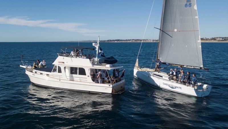 CheckMate during the sail past the VIP spectator vessel - 2019 Bunbury and Return Ocean Race photo copyright John Chapman taken at Royal Freshwater Bay Yacht Club and featuring the IRC class