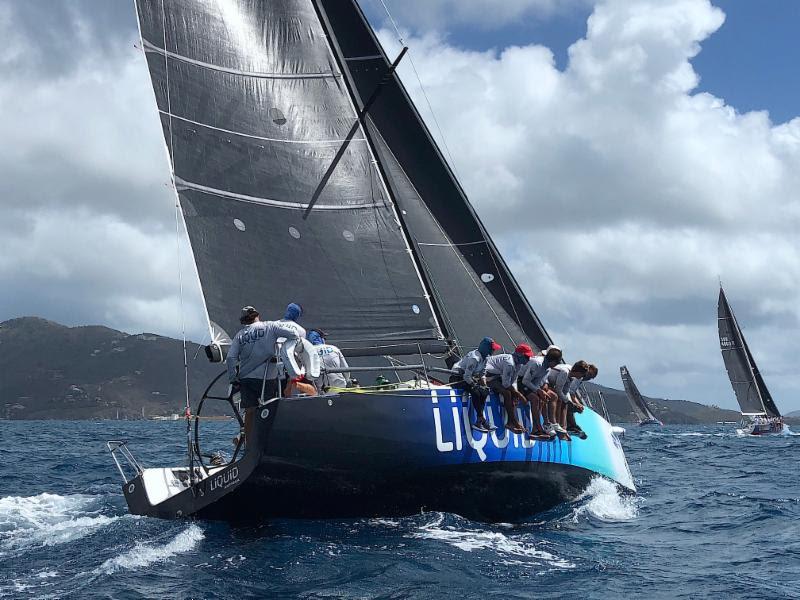 Pamala Baldwin's Antiguan J 122 Liquid win the Racing class in the Round Tortola Race photo copyright Alastair Abrehart taken at Royal BVI Yacht Club and featuring the IRC class