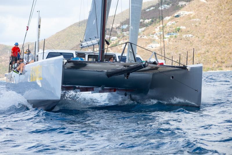 Kent Haeger's Gunboat 62 Mach Schnell win the Multihull class - Round Tortola Race 2019 photo copyright Alastair Abrehart taken at Royal BVI Yacht Club and featuring the IRC class