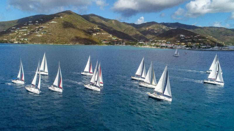 The Bareboat fleet heads off after the start of the Scrub Island Invitational Race from Nanny Cay - BVI Spring Regatta & Sailing Festival 2019 - photo © Alastair Abrehart