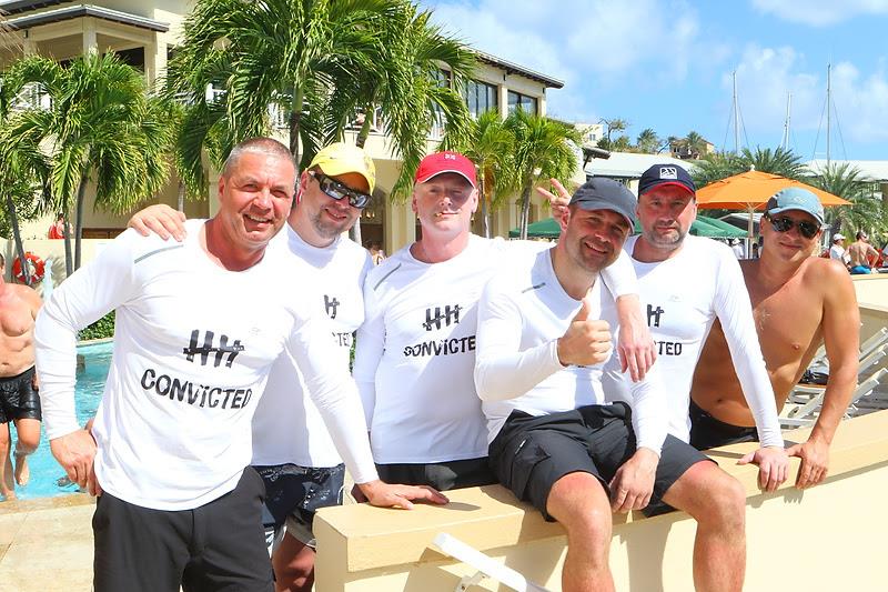 TP52 Team Conviction enjoy Scrub Island hospitality after the day's racing - BVI Spring Regatta & Sailing Festival 2019 photo copyright Ingrid Abery / www.ingridabery.com taken at Royal BVI Yacht Club and featuring the IRC class