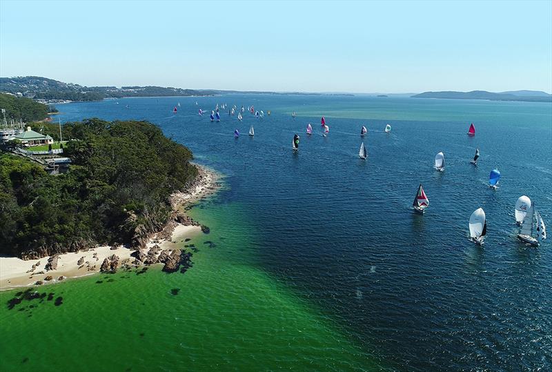 SPS commodores cup fleet Hover UAV - Sail Port Stephens 2018 photo copyright Mark Rothfield taken at Port Stephens Yacht Club and featuring the IRC class