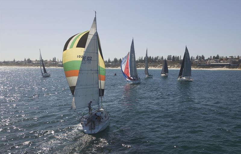 Cannonball flies her retro kite in to the beach turn - Cape Vlamingh Race photo copyright John Chapman (SailsOnSwan) taken at Royal Freshwater Bay Yacht Club and featuring the IRC class