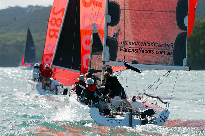 Sweeny-Todd chasing the eventual div 4 Commodore's Cup winner Fareast28R photo copyright Mark Rothfield taken at Port Stephens Yacht Club and featuring the IRC class