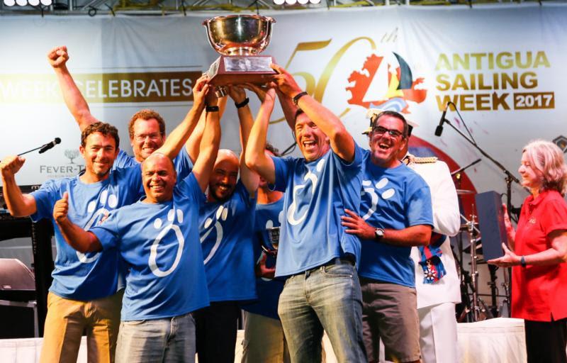 Puerto Rican team on Sergio Sagramoso's Lazy Dog won the Lord Nelson Trophy in 2017 - Antigua Sailing Week photo copyright Paul Wyeth taken at Antigua Yacht Club and featuring the IRC class