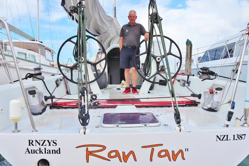 Brian Petersen in the cockpit of his Elliott 50 Ran Tan II before leaving Auckland to compete in the  2019 Transpac Race photo copyright Andrew Delves taken at Royal New Zealand Yacht Squadron and featuring the IRC class