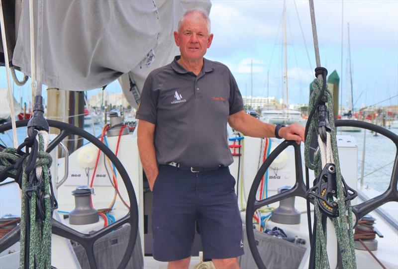 Brian Petersen in the cockpit of his Elliott 50 Ran Tan II before leaving Auckland to compete in the  2019 Transpac Race photo copyright Andrew Delves taken at Royal New Zealand Yacht Squadron and featuring the IRC class