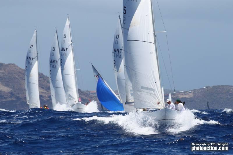 The Dragons were quite a sight blasting along in ocean swell - Antigua Classic Yacht Regatta 2019 - photo © Tim Wright