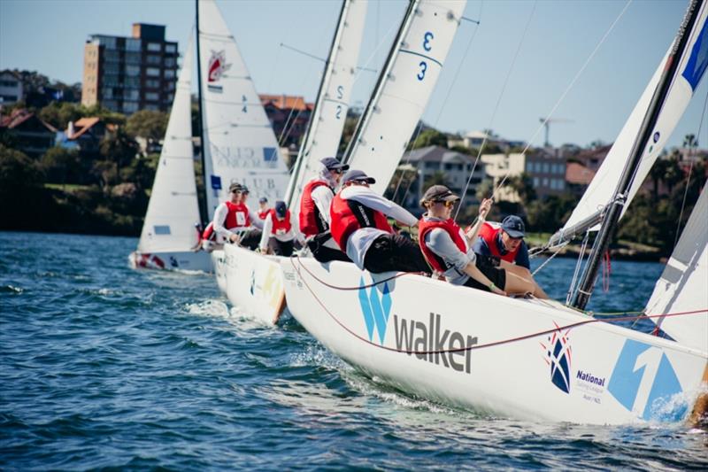RSYS Open teams leads CYCA Open team around the top mark - National Sailing League day 1 photo copyright Darcie Collington Photography taken at Royal Sydney Yacht Squadron and featuring the IRC class