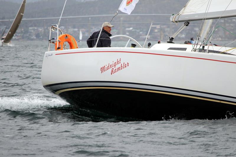 Ed Psaltis at the helm of Midnight Rambler today, finishing first in fleet in Division 3 - 2019 Derwent Sailing Squadron Autumn Short-Handed Series photo copyright Peter Watson taken at Derwent Sailing Squadron and featuring the IRC class