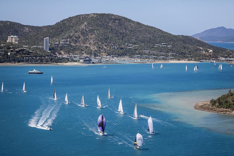 Hamilton Island Race Week 2018 - Fleet leaves Dent Passage on day 2 photo copyright Salty Dingo taken at Hamilton Island Yacht Club and featuring the IRC class