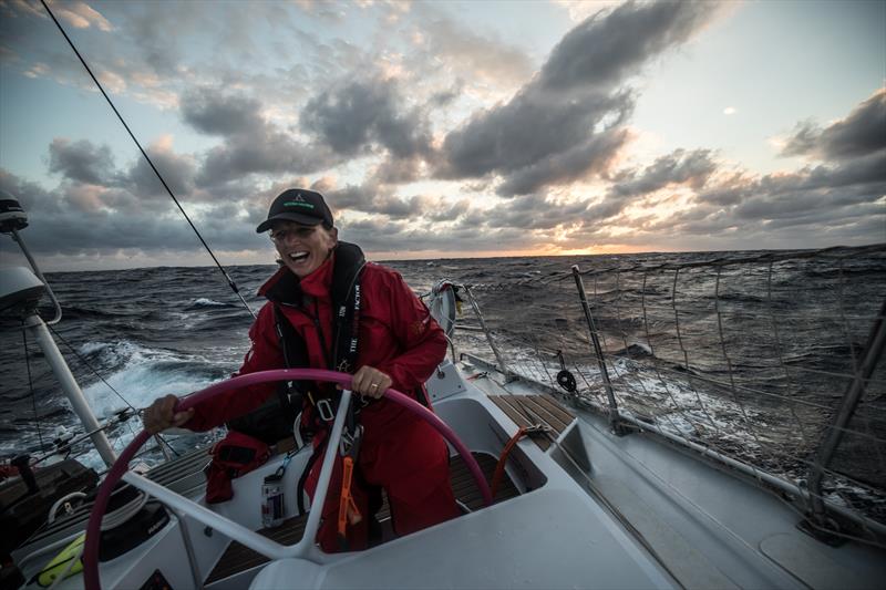 Sharon Ferris-Choat at the helm of Maiden sailing to New Zealand - photo © Amalia Infante