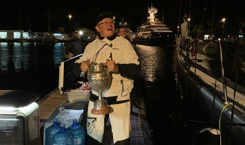 An elated Alex Schaerer, owner of Caol Ila R, winner of consecutive line honours victories in the Regata dei Tre Golfi. - photo © Andrea Sorrenti/Valerio Mereghini