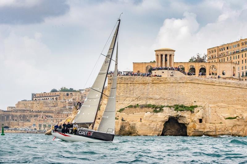 Courrier Recommandé, at the start of the 2018 Rolex Middle Sea Race photo copyright Rolex / Kurt Arrig taken at Royal Malta Yacht Club and featuring the IRC class