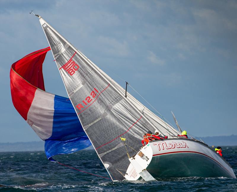 Merak comes a cropper - Final Day - Australian Women's Keelboat Regatta photo copyright Bruno Cocozza taken at Royal Melbourne Yacht Squadron and featuring the IRC class