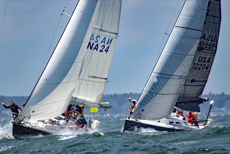 Sunday's estimated leader in Class B was NA24 Gallant, a Pearson Composite Navy 44 skippered by Christian Hoffman. The US Naval Academy boat looked very smart coming off the line in Marion Friday. She's always highly competitive in offshore conditions photo copyright Fran Grenon, spectrum Photo taken at Royal Hamilton Amateur Dinghy Club and featuring the IRC class