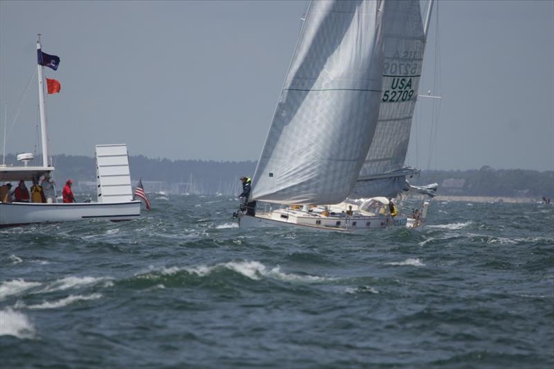 Monday's estimated leader in Class B was still the US Naval Academy's Gallant, a Pearson Composite Navy 44 skippered by Christian Hoffman. She was doing 7.9 kts steering 151º photo copyright Fran Grenon, spectrum Photo taken at Beverly Yacht Club and featuring the IRC class