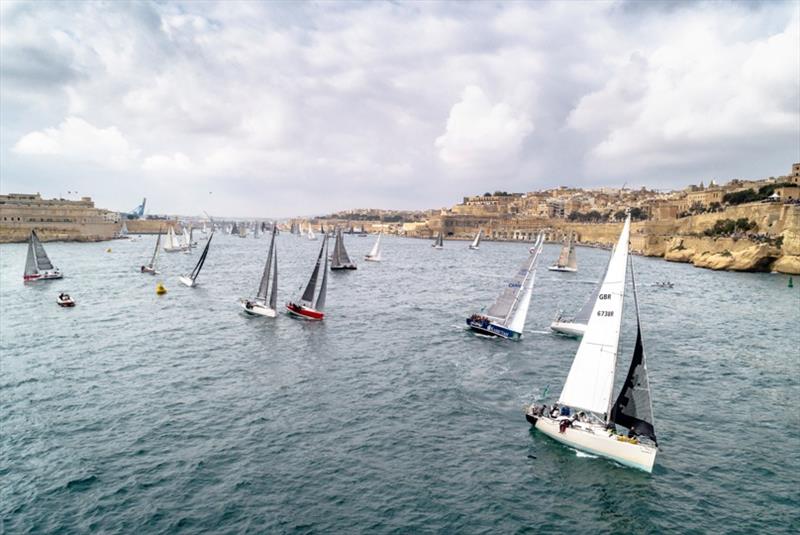 Seawolf of Southampton leading the fleet out of Valletta Grand Harbour - Rolex Middle Sea Race photo copyright Rolex / Kurt Arrig taken at Royal Malta Yacht Club and featuring the IRC class