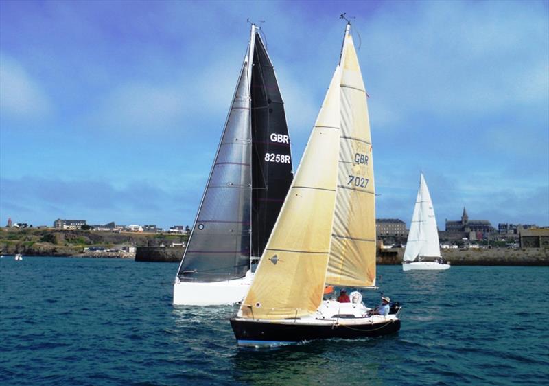 Super Q and Solis Ortus - dep Granville - 2019 Waller Harris 2-Handed Triangle Race photo copyright Bill Harris taken at Royal Channel Islands Yacht Club and featuring the IRC class