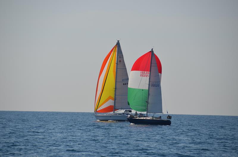 Off-the-breeze action at the Lake Michigan Singlehanded Society's Q Race photo copyright Lake Michigan Singlehanded Society / Phil Bush taken at  and featuring the IRC class