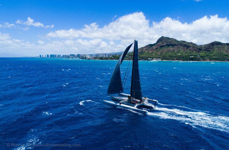 Paradox on final approach to Diamond Head - Transpac 50 photo copyright Ronnie Simmons / Ultimate Sailing taken at Transpacific Yacht Club and featuring the IRC class
