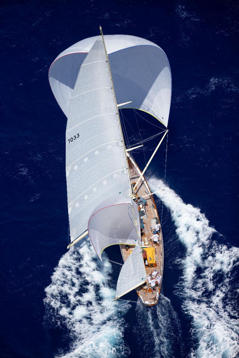 The 67-foot 1937 S&S yawl Chubasco also going fast - Transpac 50 photo copyright Sharon Green / Ultimate Sailing taken at Transpacific Yacht Club and featuring the IRC class
