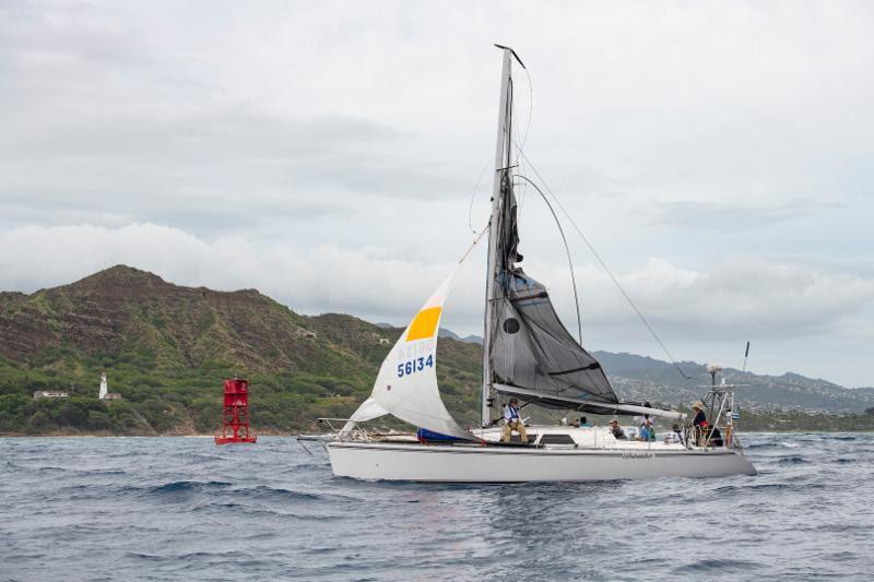 One puff too tough: Uhambo finishes under jury rig - Transpac 50 photo copyright Walt Cooper / Ultimate Sailing taken at Transpacific Yacht Club and featuring the IRC class