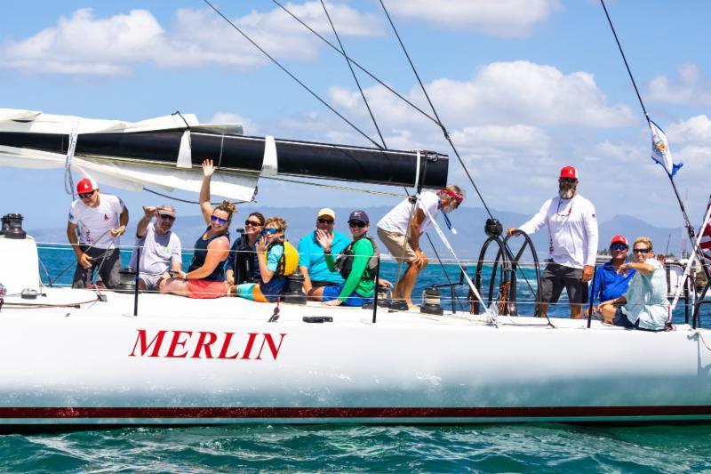 Waikiki YC junior program members and their supporters go out for a sail on the legendary Merlin - Transpac 50 photo copyright Emma Deardorf / Ultimate Sailing taken at Transpacific Yacht Club and featuring the IRC class