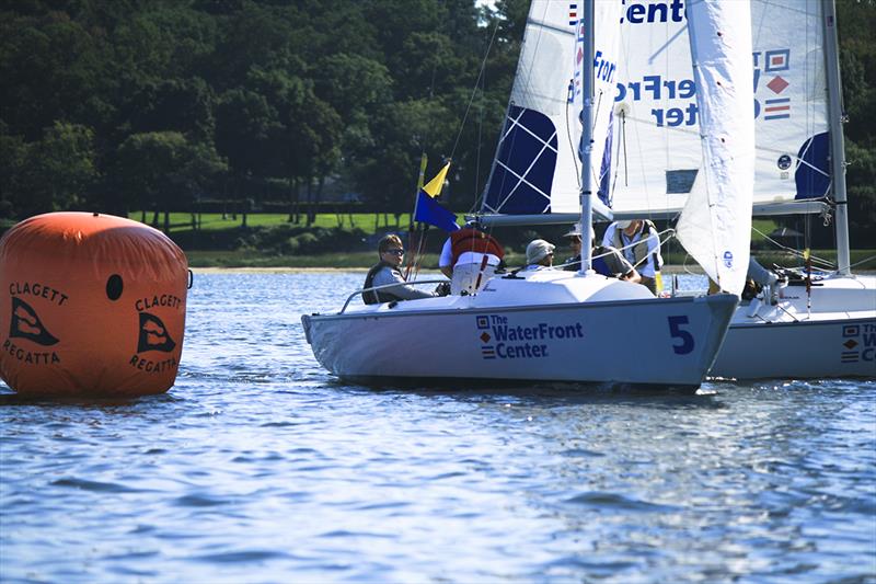 Kevin Holmberg and crew with Charlie Rosenfield in background at 2018 Clagett-Oakcliff Match Race Clinic and Regatta photo copyright Francis George taken at  and featuring the IRC class