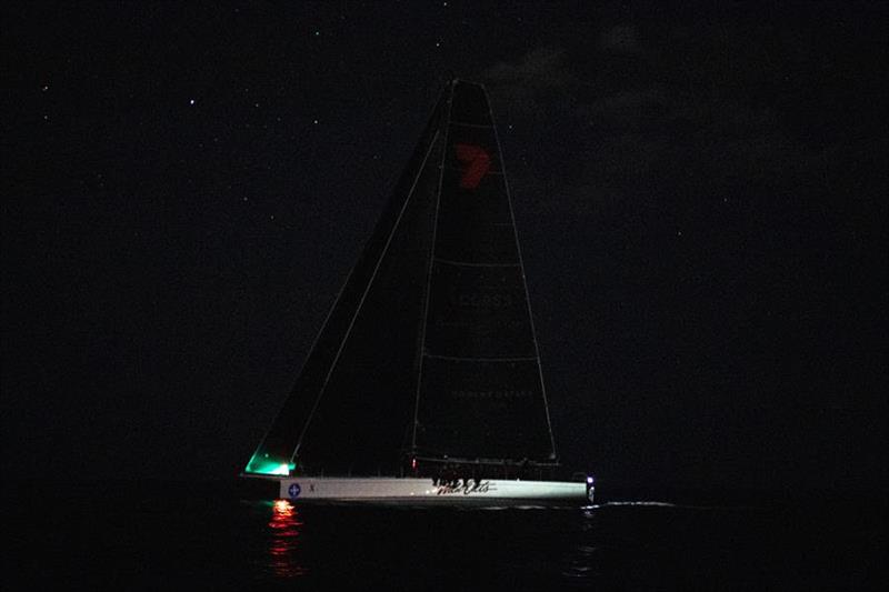Wild Oats X at the finish line after claiming line honours in the 2019 Noakes Sydney Gold Coast Yacht Race photo copyright Michael Jennings taken at Cruising Yacht Club of Australia and featuring the IRC class