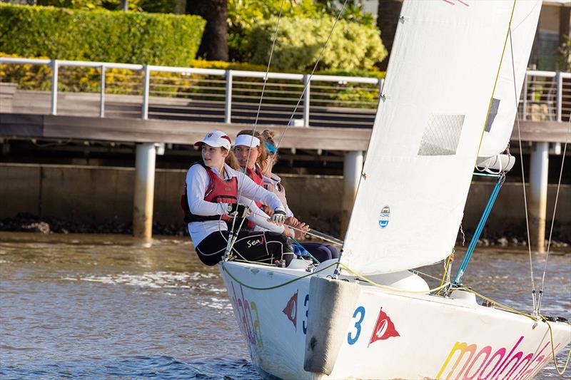 The winning Mooloolaba Youth team of (LtoR) Emily McGregor, Paris Van Den Herik and Sarah Johnson photo copyright Trish Wilson taken at Mooloolaba Yacht Club and featuring the IRC class