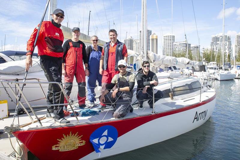 Gun Runner making their way into Southport Yacht Club after completing their fastest Noakes Sydney Gold Coast Yacht Race photo copyright Cruising Yacht Club of Australia taken at Cruising Yacht Club of Australia and featuring the IRC class