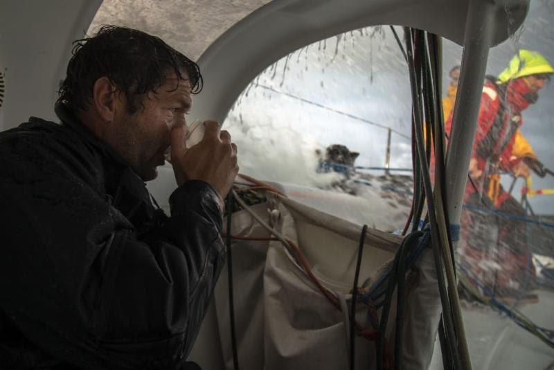 Wet conditions and choppy seas in the Celtic Sea on board Mach 45 Bretagne Telecom - Rolex Fastnet Race 2019 - photo © Bretagne Telecom