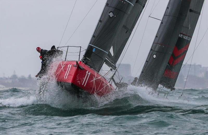 The Royal Cape Yacht Club entry, Yanmar, cresting a wave as her crew hike to keep the boat flat - Lipton Challenge Cup 2019 photo copyright Liesl King taken at Royal Cape Yacht Club and featuring the IRC class