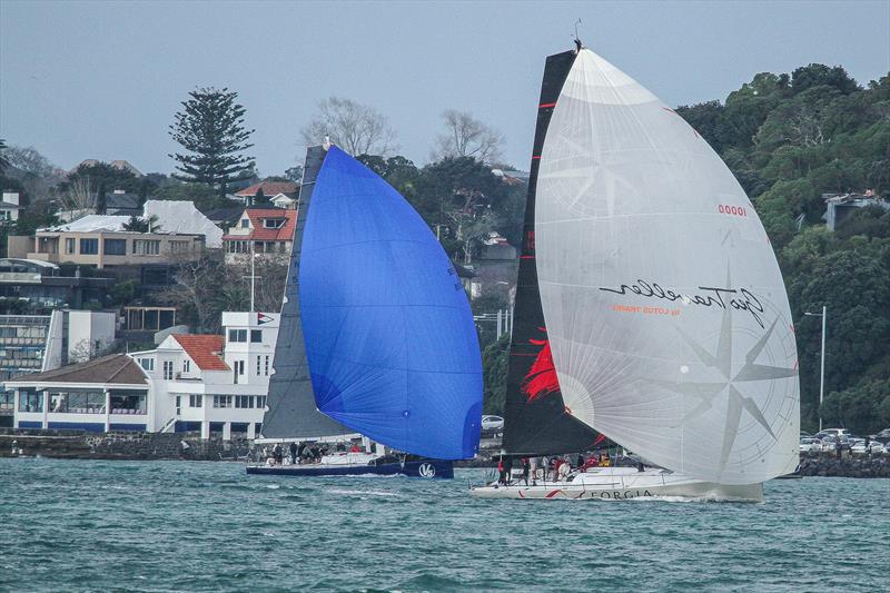 V5 and Georgia off Tamaki YC - RNZYS Winter Race - July27, 2019 photo copyright Richard Gladwell taken at Royal New Zealand Yacht Squadron and featuring the IRC class