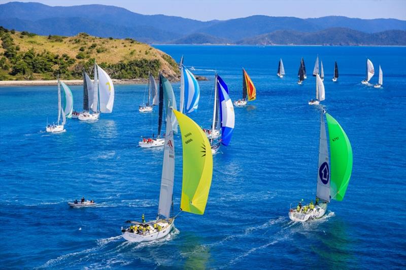 Hamilton Island cruising classes set off under kite - Hamilton Island Race Week 2019, day 2 photo copyright Salty Dingo taken at Hamilton Island Yacht Club and featuring the IRC class