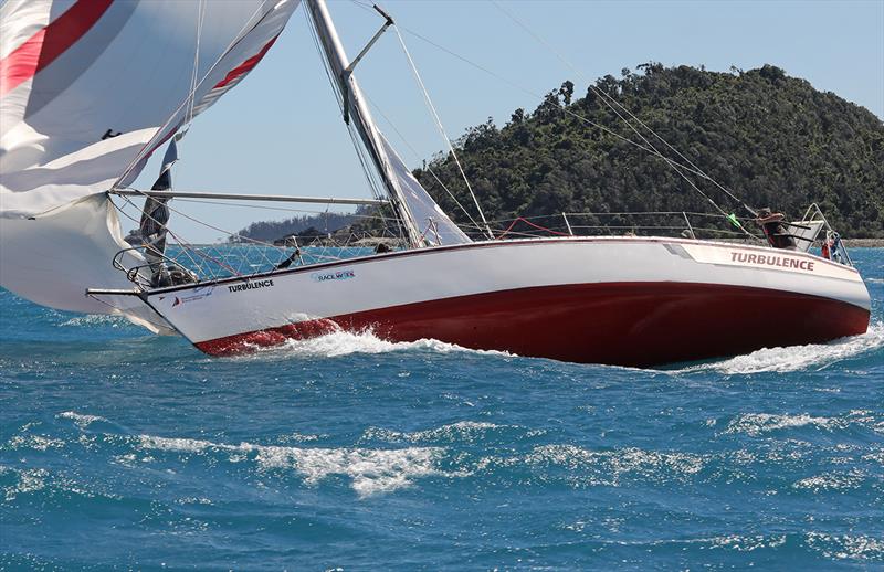 The Adams 10.9, Turbulence, in well, a little bit of turbulence... Fasten your seat belts please photo copyright Crosbie Lorimer taken at Hamilton Island Yacht Club and featuring the IRC class
